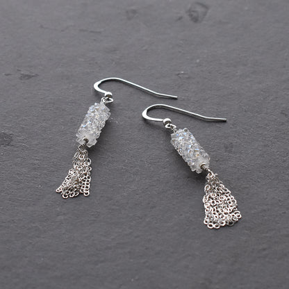 Sparkly Silver Tassel Earrings