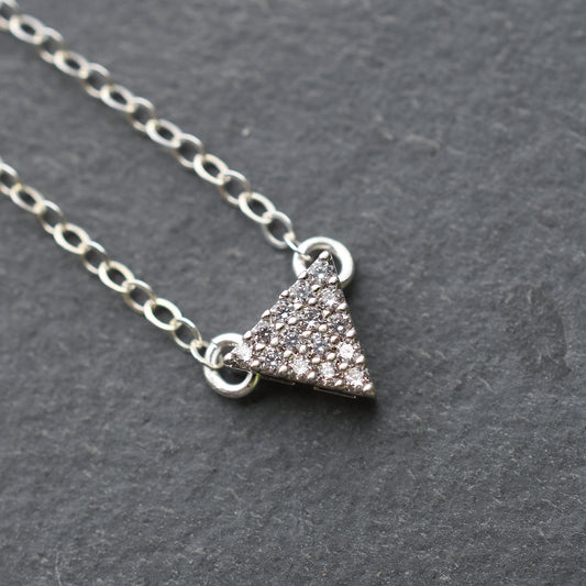 Tiny Silver Triangle Pendant Necklace