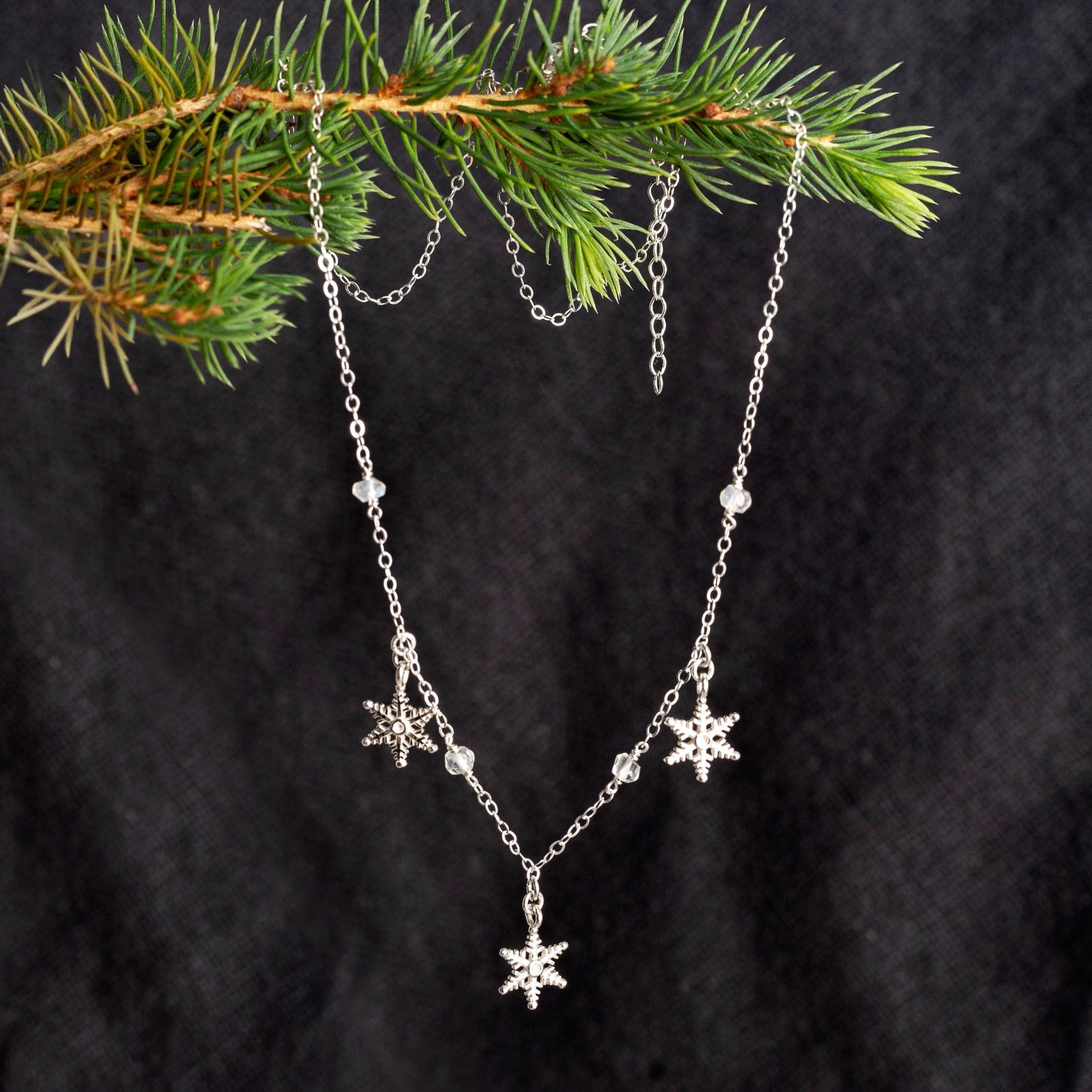Sterling Silver Snowflake Necklace 14-32 Inch | Jewellerybox.co.uk
